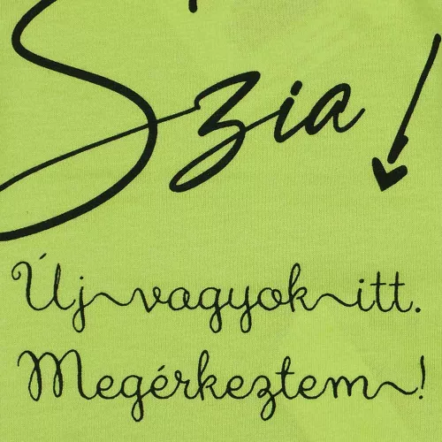 Rövid ujjú feliratos baba body zöld