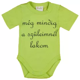   Rövid ujjú "még mindig a szüleimnél lakom" feliratos baba body
