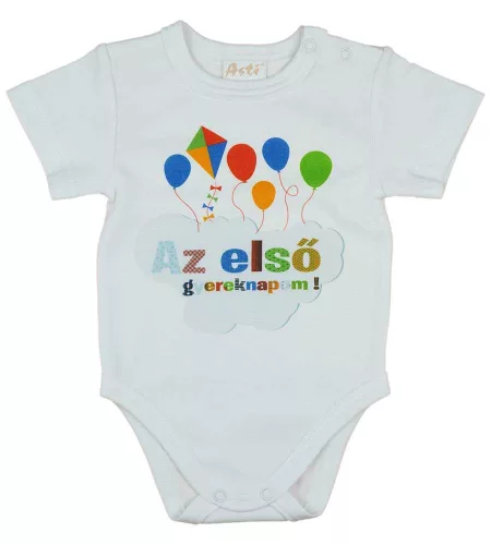 Gyereknapos rövid ujjú baba body fehér