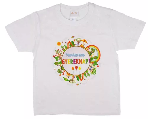 Gyereknapos rövid ujjú gyerek póló fehér