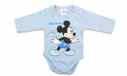 AB Hosszú ujjú pamut body - Kék - Mickey egér (62)