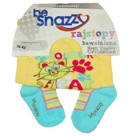   ABR Mintás baba harisnyanadrág - Sárga-Világoskék - Cica (56-62)