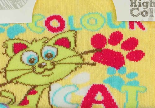 ABR Mintás baba harisnyanadrág - Sárga-Világoskék - Cica (56-62)