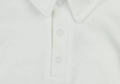Egyszínű, elöl patentos, galléros hosszú ujjú baba body-kombidressz.