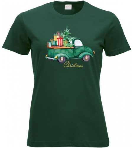 Rövid ujjú női póló karácsonyi mintával