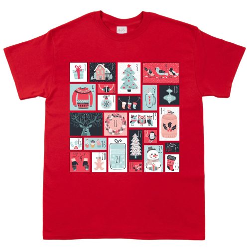 Rövid ujjú férfi póló karácsonyi mintával