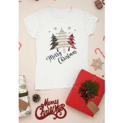Rövid ujjú női póló karácsonyi mintával