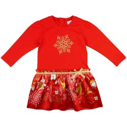 Hosszú ujjú kislány ruha karácsonyi mintával