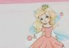 Rövid ujjú kislány póló hercegnős mintával