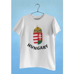   Rövid ujjú gyerek póló magyar címerrel és Hungary felirattal