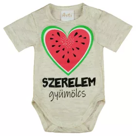   Rövid ujjú baba body "Szerelem gyümölcs" felirattal