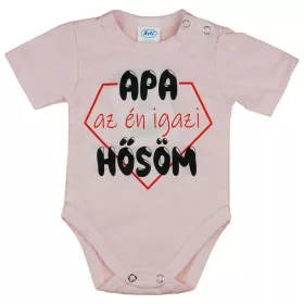   Rövid ujjú baba body "Apa az én igazi hősöm" felirattal