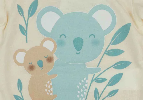 Rövid ujjú vékony pamut baba body koalás mintával
