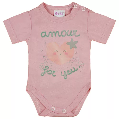 Rövid ujjú szívecskés baba body