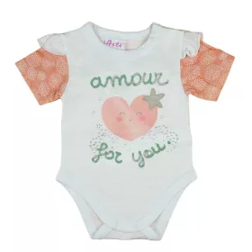 Rövid ujjú baba body szívecskés mintával