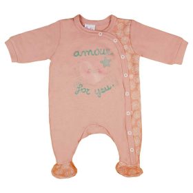   Hosszú ujjú vékony pamut rugdalózó szívecskés mintával