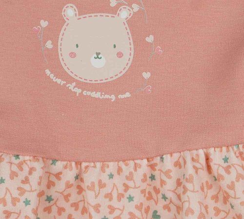 Ujjatlan fodros vállú kislány ruha macis mintával