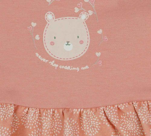 Ujjatlan fodros vállú kislány ruha macis mintával