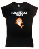 Rövid ujjú női póló cápás mintával "Grandma shark" felirattal