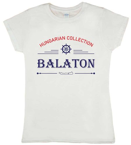Rövid ujjú női póló Balatonos mintával