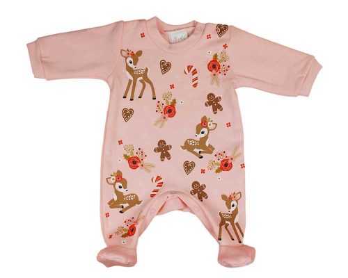 ABR Belül bolyhos hosszú ujjú baba rugdalozó karácsonyi mintával 56