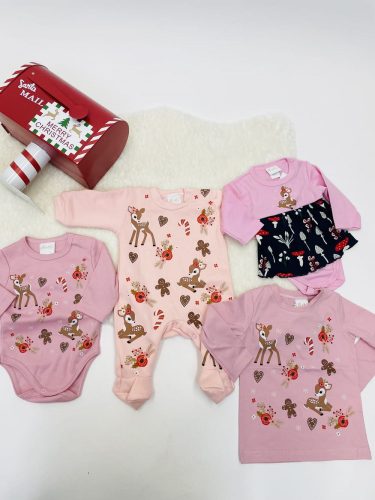 Belül bolyhos hosszú ujjú baba rugdalozó karácsonyi mintával