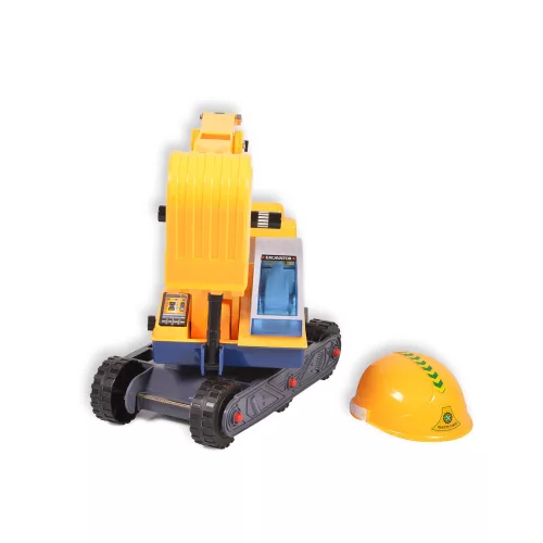 Moni Toys Excavator ráülős kanalas munkagép sisakkal - Sárga