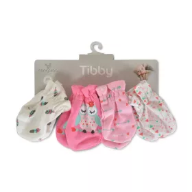   Cangaroo Tibby újszülött, pamut, kaparás elleni kis kesztyű (4pár) - Rózsaszín