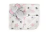 Cangaroo Ajándékdobozos plüss takaró (90x75 cm) - Plüss elefánt játékkal - Rózsaszín csillagok