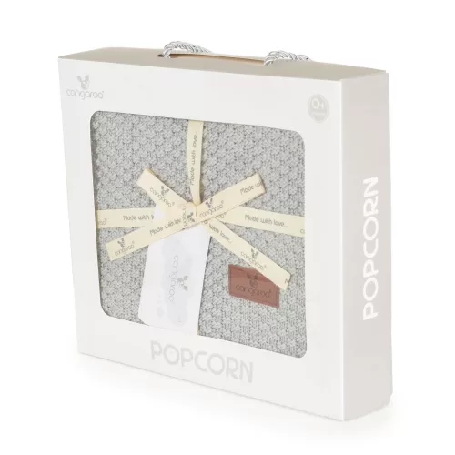 Cangaroo Popcorn kötött takaró díszdobozban (80x100 cm) - Szürke