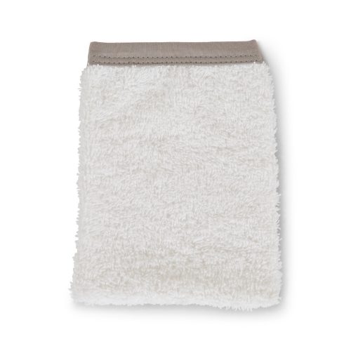 Cangaroo Pamut frottír, maci mintás kapucnis törölköző (100x100 cm) + Mosdatókesztyű - Fehér - Barna szegéssel