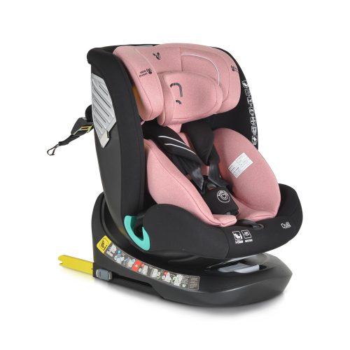 Cangaroo Quill I-Size 360°-ban forgatható ISOFIX gyermekülés, SPS oldalvédelemmel (40-150 cm) - Pink