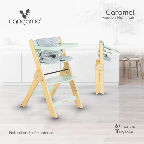 Cangaroo Caramel összecsukható Fa etetőszék - Menta