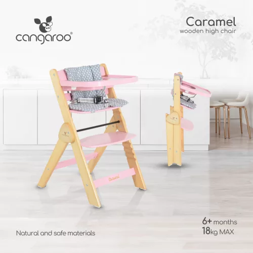 Cangaroo Caramel összecsukható Fa etetőszék - Rózsaszín