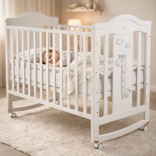 Cangaroo Juno fa babaágy zsiráf mintás, ringatós 60*120cm - Fehér