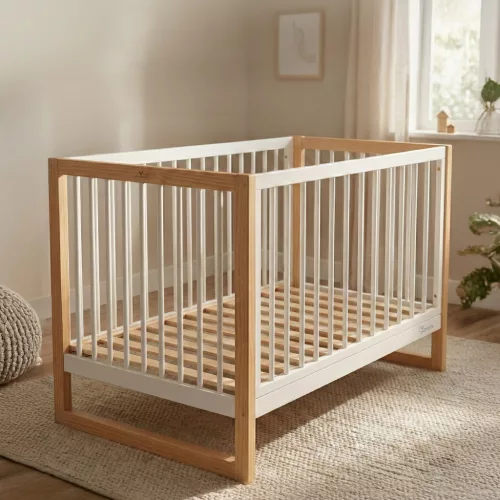 Cangaroo Sierra fa babaágy rácsos 60*120cm FEHÉR/NATUR