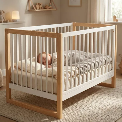 Cangaroo Sierra fa babaágy rácsos 60*120cm FEHÉR/NATUR