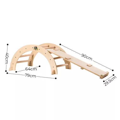 Moni Toys Pikler Fa Montesszori mászóhíd rámpával - Natur