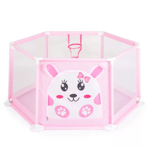 Moni Toys Labdamedence 50db színes labdával 146x65,5cm - Rózsaszín - Nyuszi