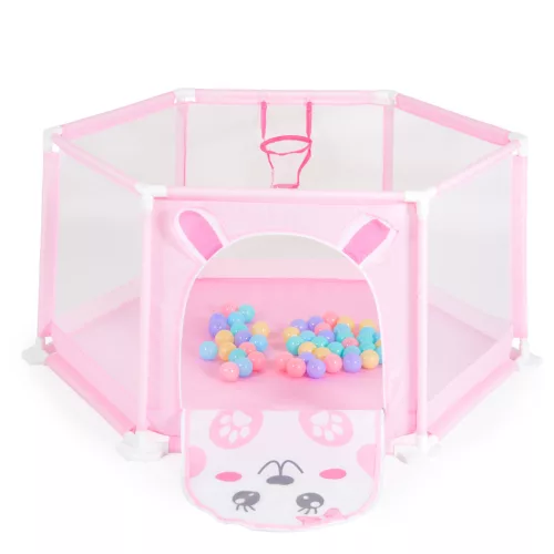 Moni Toys Labdamedence 50db színes labdával 146x65,5cm - Rózsaszín - Nyuszi