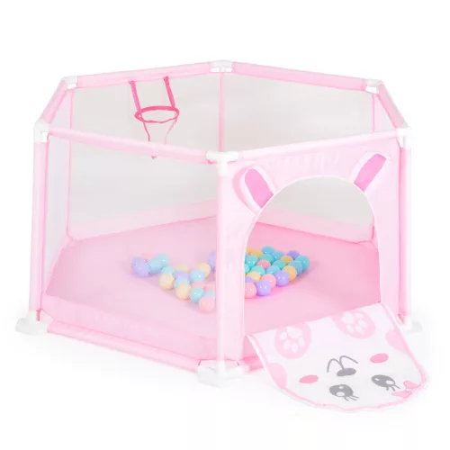 Moni Toys Labdamedence 50db színes labdával 146x65,5cm - Rózsaszín - Nyuszi