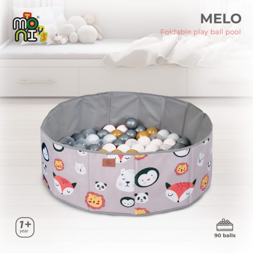 Moni Toys Melo össszecsukható labdamedence 90db labdával - Állatos