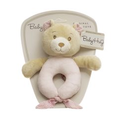 Baby Hug Plüss csörgő - rózsaszín maci - 15 cm