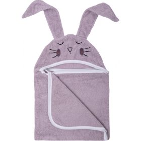   Bubaba kapucnis törölköző fülekkel 110x75 cm- Lila nyuszi