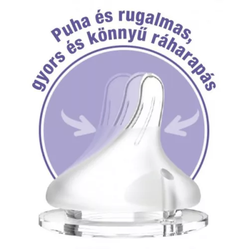 Lansinoh Cumisüveg lassú folyású etetőcumival + fedéllel 160 ml