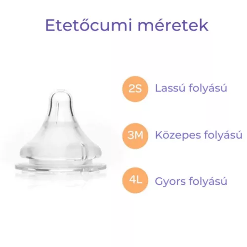 Lansinoh Cumisüveg lassú folyású etetőcumival + fedéllel 160 ml