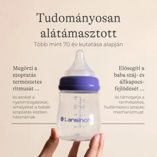 Lansinoh 2 db cumisüveg lassú folyású etetőcumival + 2 db fedéllel