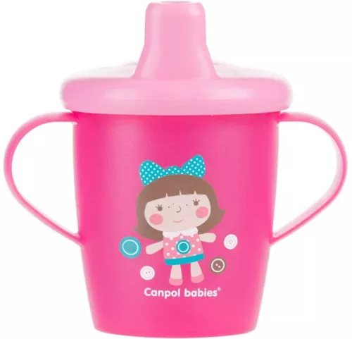 Canpol Babies Csöpögésmentes itatópohár kemény ivócsőrrel 250 ml (9h+) - Rózsaszín