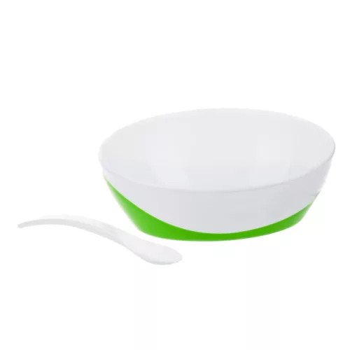 Canpol Babies Tál Kanállal és Fedéllel 350ml (9h+) Little Cow - Zöld