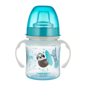   Canpol Babies Cseppmentes Szilikon tanulópohár világító fogantyúval 120ml (6h+) Exotic Animals - Kék